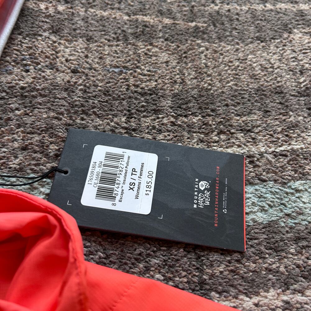 NWT Women's Mountain Hardwear Orange Escape Insulated Light Pullover Jacket XS - Picture 4 of 9